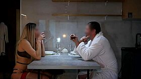 Role play unusual dinner cum in pussy 😋