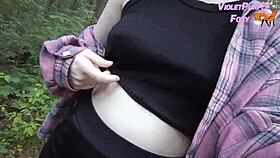 risky solo public nudity in the forest, flashing and masturbating outdoors