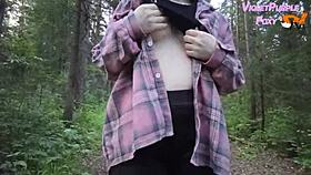 risky solo public nudity in the forest, flashing and masturbating outdoors