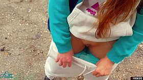 I-I helped my friend cum on wet panties outdoors