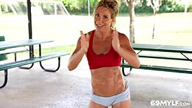 madison brite gets rough intense training with big tits bouncing