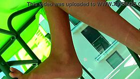 pissing in pantyhose outdoors