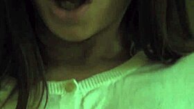 Teen brunette faces big cock facial