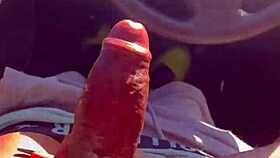 Her mouth fills with big black cock cum in the car.