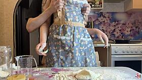 Instead Of Cooking Couple Had Rough Fuck And Cumcake In Kitchen She Really Eats It