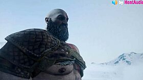 kratos x freya blowjob and pussy fuck