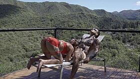 my wife surprises me with hot red lingerie outdoors