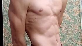 Flex skinny boy after study