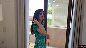 the caregiver faced discipline on the public balcony with foot service and intense activity