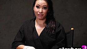 Stunning curvy women posing in the gym, enjoying the hot session.