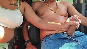 playing with giant cock in car on public road!