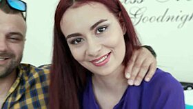 redheaded wife gets pussy filled while cuckold watches