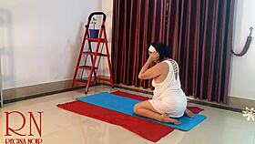 nude yoga regina noir a woman in white panties practices yoga in the gym full cam 2