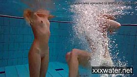 Milana And Katrin Strip Each Other Underwater!