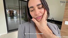 beautiful real estate agent closes deal