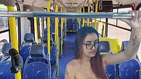 redhead student in miniskirt feels stranger's touch on bus