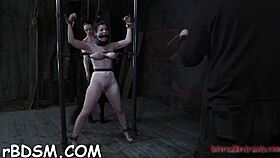 brunette babe bound in bondage gets hardcore toy gratification