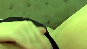 real luxury escort girl with white skin and pink pussy masturbating at bed in hotel infront of her client 😍