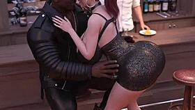 two couples swinging in a bar with big cocks