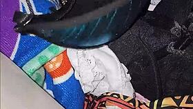 friend's mom catches me masturbating with her panties