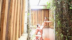 Passionate encounter in thai forest shower