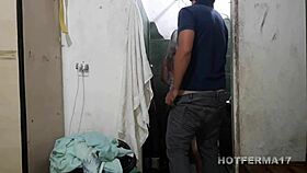 married woman teases electrician then fucks in shower hidden from husband