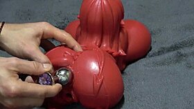 Two demons face to face, i ate the cum coming out of her dolls mouth