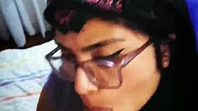 Extreme blowjob and cum on her long hair