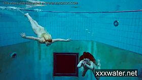 Milana And Katrin Strip Each Other Underwater!