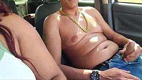 playing with giant cock in car on public road!