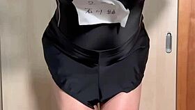 i get covered in cum and piss, forced into stinky school swimsuit with shiny anal plug