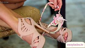 cute blonde striptease in lingerie