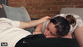 Stepsis give me a sloppy throat till huge cum