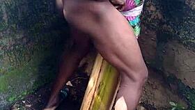 sexy performance showing hard cum in the forest