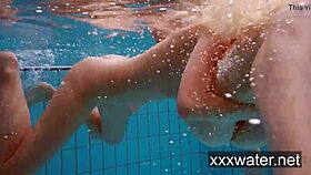 Milana And Katrin Strip Each Other Underwater!