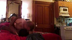 Blue has hardcore sex on candid camera, bent over and riding that big cock