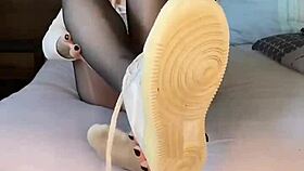 Blacknails Feet in Feetworld Fetish Nylonfeets Nylonfet Sh Nikeairforce Nylontights Girl On