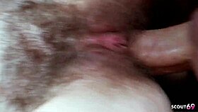 redhead girl with bushy hair and perfect tits seduced by older neighbor