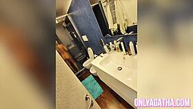 I spied on my sexy Latina neighbor with pierced nipples showering, then she got rough doggystyle