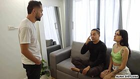 Wife pays the rent with sex in front of her cuck husband, we end doing my first dpp