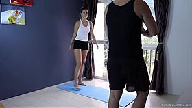 Julia Stretches Before Sucking Her Boyfriends Cock