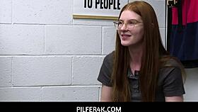 Redhead shoplifter jane rogers fucks her way out when caught by loss prevention officer jovan jordan