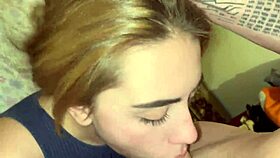 Watch this hot blonde deepthroat and cum in mouth!