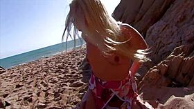 Sexy blonde gets amazing outdoor fuck