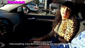 New girl arrives for her first time outdoor casting interview session