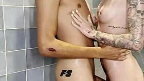 Skinny Petite Girl Bathing In Shower