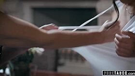 angry woman makes bratty teen serve dinner naked