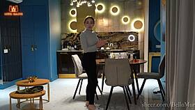 sexy housekeeper serves her boss with her tight anal 😈