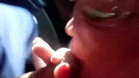 Brazilian Shemale Gives Oral Quickie in the Car