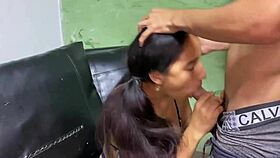 Colombian brunette bent over for oral and doggystyle sex at home